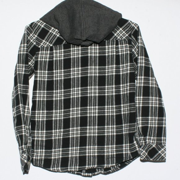 Boy'd Black & White Hoodie, Button-up Flannel Shirt-Excellent Condition - Picture 2 of 2